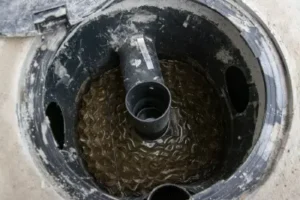 overloaded septic tank baffle causing full system failure in King County WA